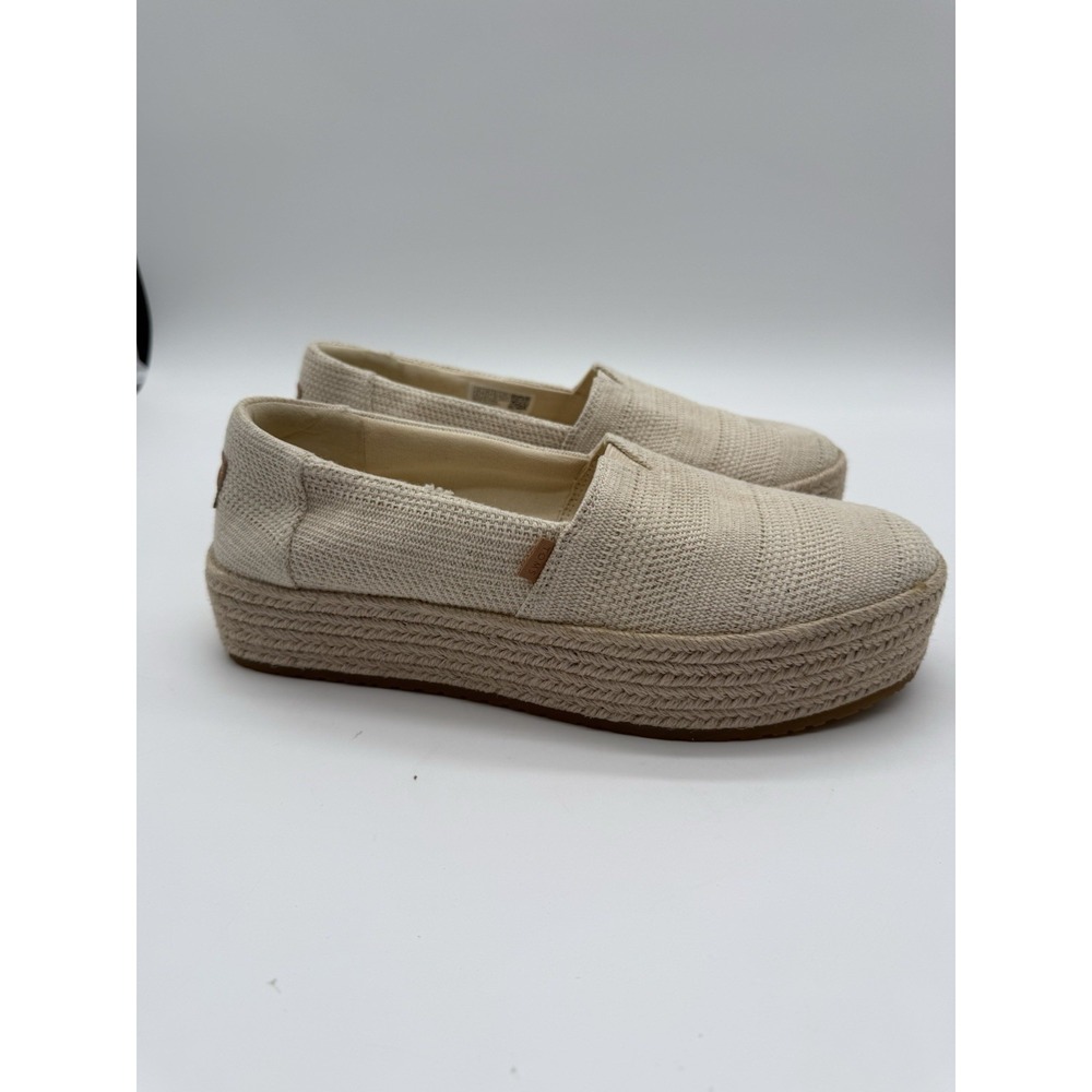 Toms Ladies Woven Canvas Espadrille Wedge Sandals Size 8.5 - Picture 3 of 10